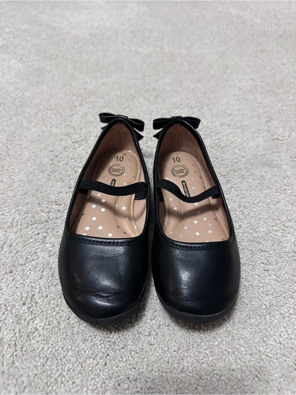 wonder nation Black Girls Mary Jane Flats with Heel Bow